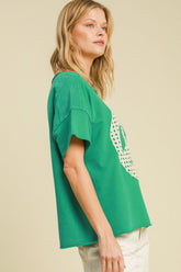 Umgee Full Size Mineral Wash T-Shirt with Lace Applique Plus Size OutfitFlow